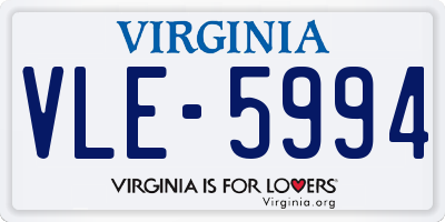 VA license plate VLE5994