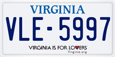VA license plate VLE5997