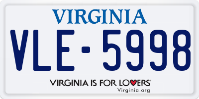 VA license plate VLE5998