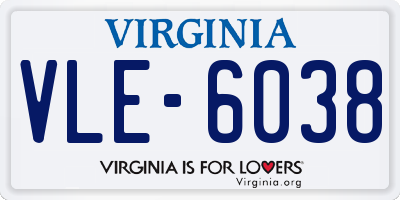 VA license plate VLE6038