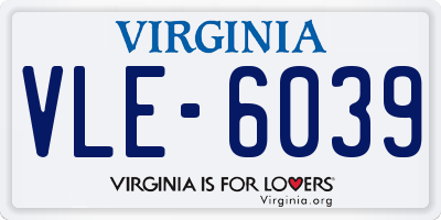 VA license plate VLE6039