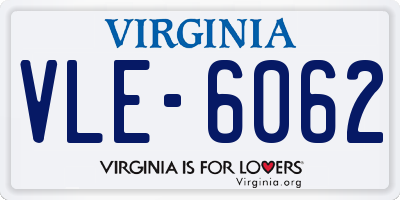 VA license plate VLE6062