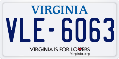 VA license plate VLE6063