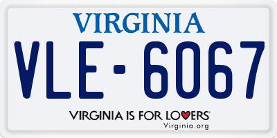 VA license plate VLE6067