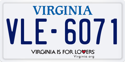 VA license plate VLE6071