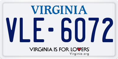 VA license plate VLE6072