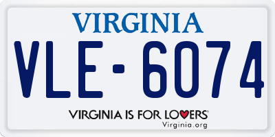 VA license plate VLE6074