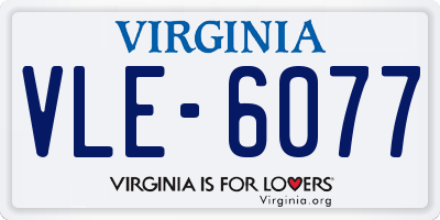 VA license plate VLE6077