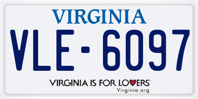 VA license plate VLE6097