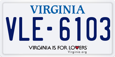 VA license plate VLE6103
