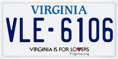 VA license plate VLE6106