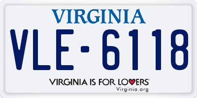 VA license plate VLE6118