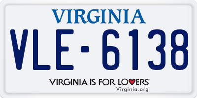 VA license plate VLE6138