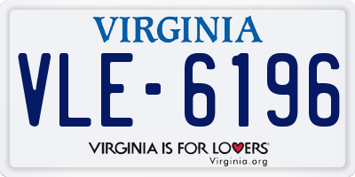 VA license plate VLE6196