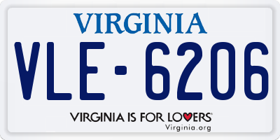VA license plate VLE6206