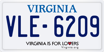 VA license plate VLE6209