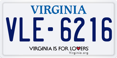 VA license plate VLE6216