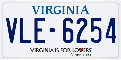 VA license plate VLE6254