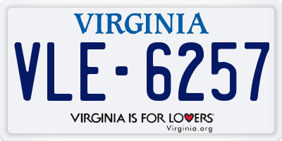 VA license plate VLE6257