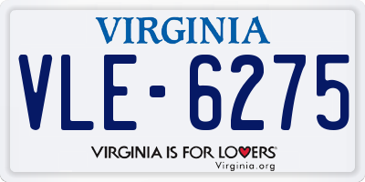 VA license plate VLE6275