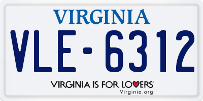 VA license plate VLE6312