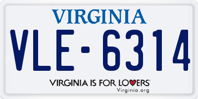VA license plate VLE6314