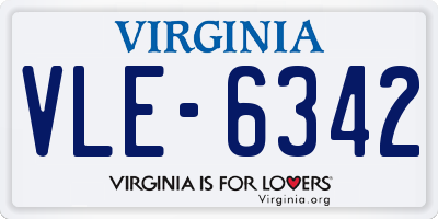VA license plate VLE6342