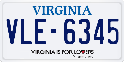 VA license plate VLE6345