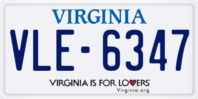VA license plate VLE6347