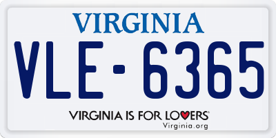 VA license plate VLE6365