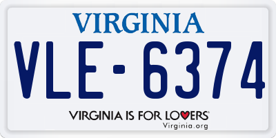 VA license plate VLE6374