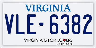 VA license plate VLE6382
