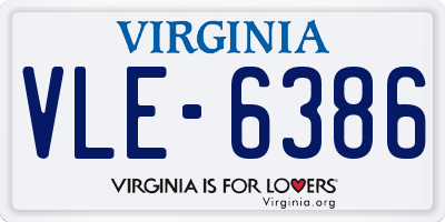VA license plate VLE6386