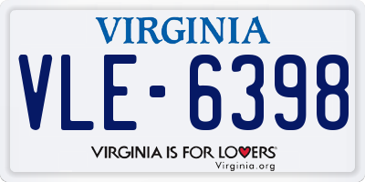 VA license plate VLE6398