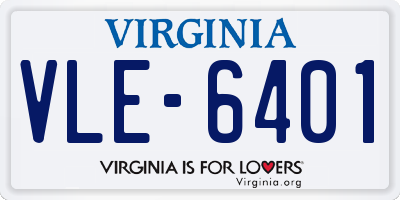 VA license plate VLE6401