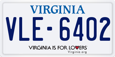 VA license plate VLE6402
