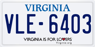 VA license plate VLE6403