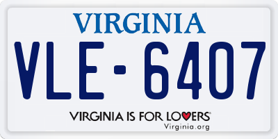VA license plate VLE6407