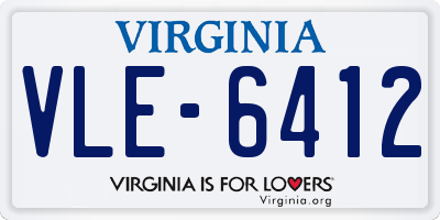 VA license plate VLE6412