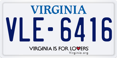 VA license plate VLE6416