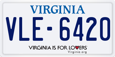 VA license plate VLE6420