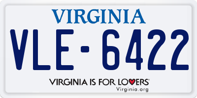 VA license plate VLE6422