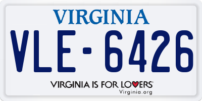 VA license plate VLE6426