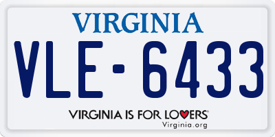 VA license plate VLE6433