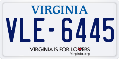 VA license plate VLE6445