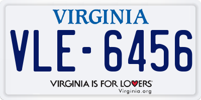 VA license plate VLE6456