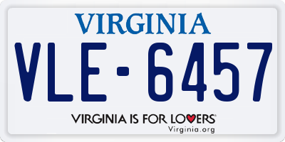 VA license plate VLE6457
