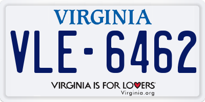 VA license plate VLE6462