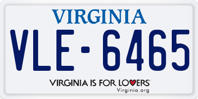 VA license plate VLE6465