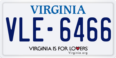 VA license plate VLE6466